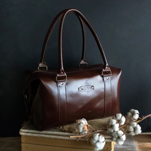Дорожная сумка из натуральной кожи ручной работы Manticore цвет коричневый