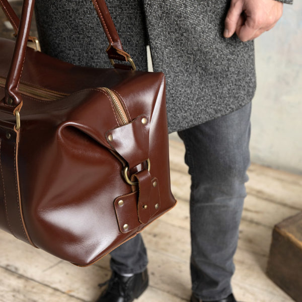 Дорожная сумка из натуральной кожи ручной работы цвет коричневый